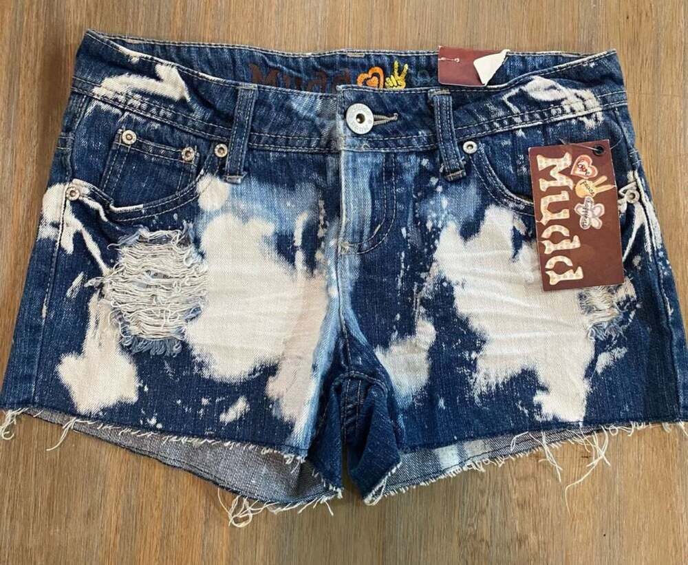 Y2K Low Rise Mudd Women's Bleached Acid Wash Distressed Denim Shorts